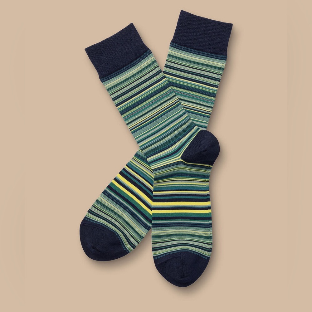 Charles Tyrwhitt Multi Stripe Socks - Green